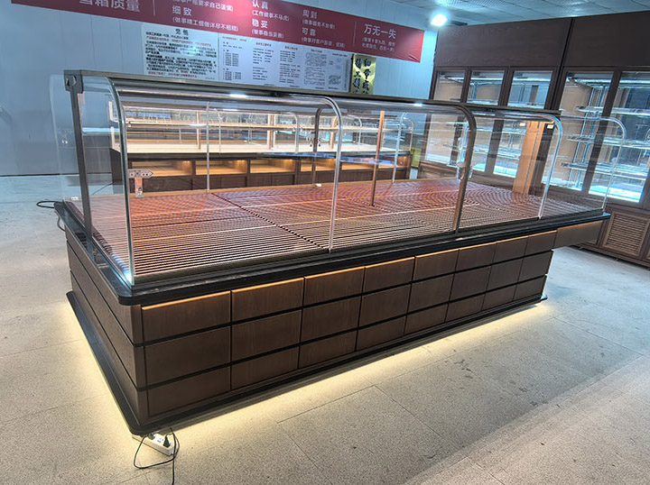 深木纹方形座台式保温展示柜