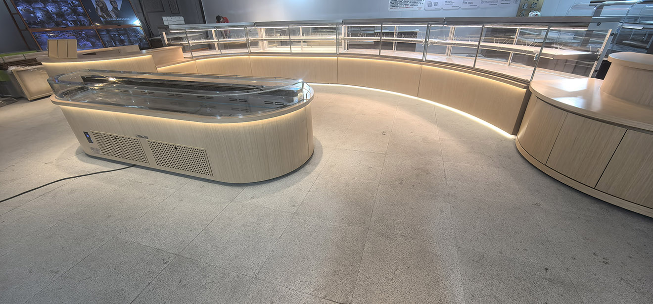 浅木纹半圆环式中岛冷藏展示柜